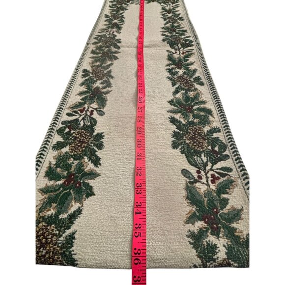 VTG St. Nicholas Square Holiday Table Runner 72" Long Tapestry Cotton Blend Chri - Picture 10 of 11